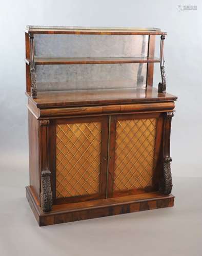 A Regency rosewood chiffonier,the two shelf mirrored back wi...