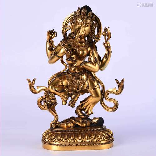 A Gilt Bronze Statue Of Ganesa