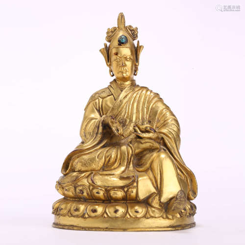 A Gilt Bronze Statue Of Guru