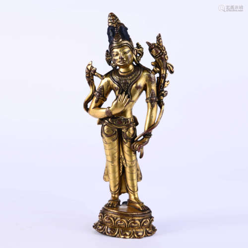 A Gilt Bronze Statue Of Avalokitesvara