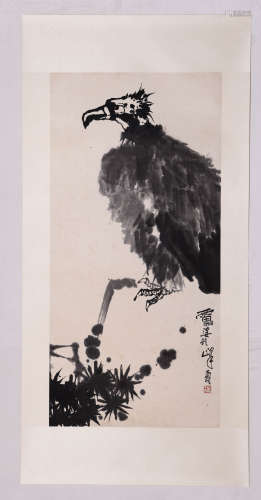 A Chinese Eagle Painting On Paper, Pan Tianshou Mark