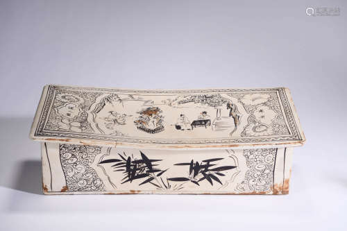 A Cizhou Kiln Sgraffito Figure And Bamboo Porcelain Pillow