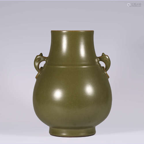 A Teadust Glaze Double-Eared Vase, Zun