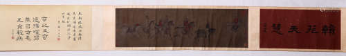 A Chinese Emperor Expedition Painting Paper Hand Scroll, Li ...