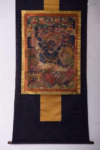 An Embroidered Thangka Of Mahakala