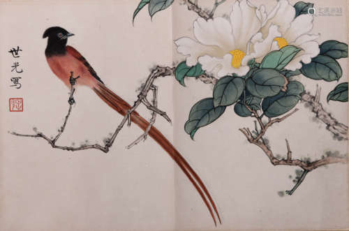 A Chinese Flowers And Birds Painting On Paper, Tian Shoguang...