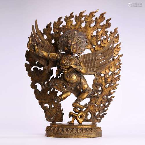 A Gilt Bronze Statue Of Garuda