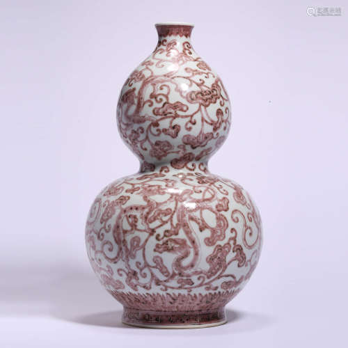 An Underglaze-Red Lingchi And Dragon Double Gourd-Shaped Vas...