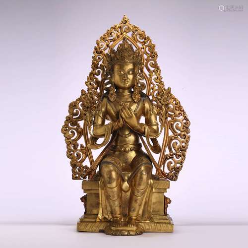 A Gilt Bronze Statue Of Maitreya