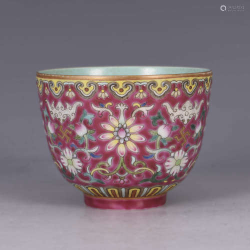 A Famille Rose Peaches And Flowers Cup