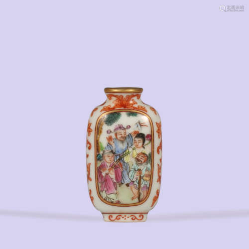 A Famille Rose Eight Immortals Snuff Bottle