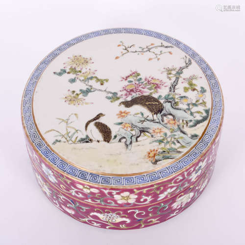 A Famille Rose Flowers And Birds Circular Box And Cover