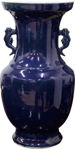 清中期	 霁蓝釉盘口瓶