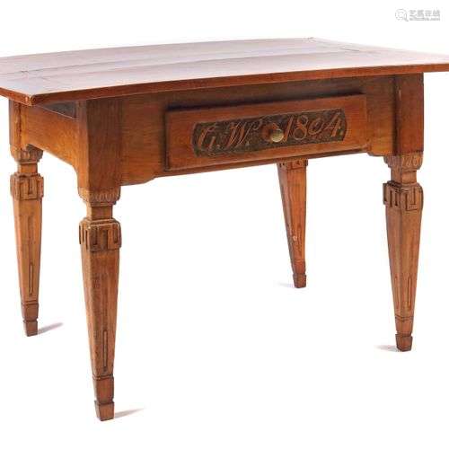 Louis XVI-Tisch ''G. W. 1804'' um 1800, Buche, spitz zulaufe...
