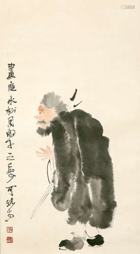 A CHINESE FIGURE PAINTING SCROLL, LI KERAN MARK