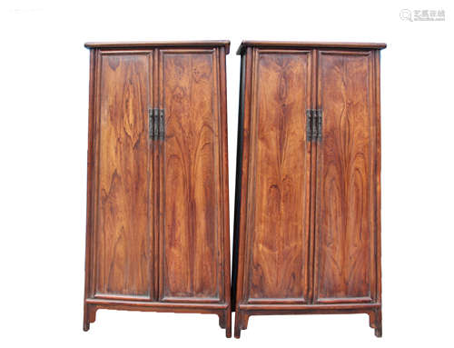 A PAIR OF CHINESE HUANGHUALI RECTANGULAR CABINETS