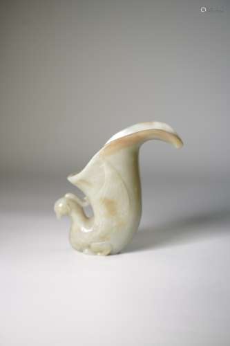 A CARVED JADE PHOENIX-FORM CUP