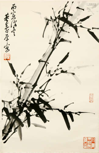 A CHINESE BAMBOO PAINTING SCROLL, DONG SHOUPING MARK