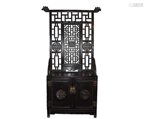 A CHINESE SANDALWOOD SIDE CABINET