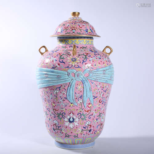 Qing Dynasty Qianlong pastel lid jar