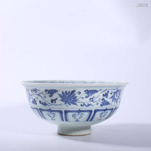 Blue and white flower bowl of Yuan Dynasty