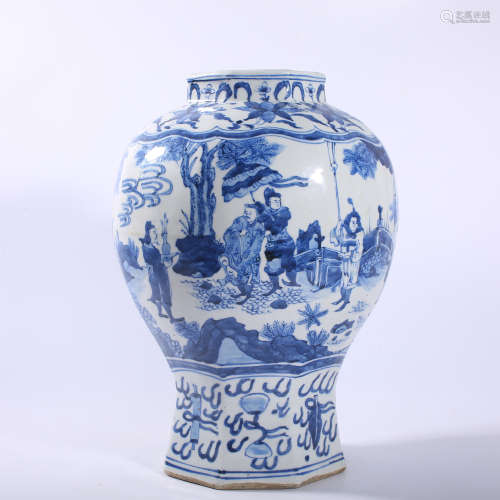 Blue and white characters in Qing Dynasty
