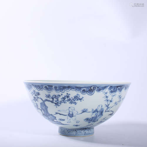 Blue and white baby opera bowl in Xuande of Ming Dynasty