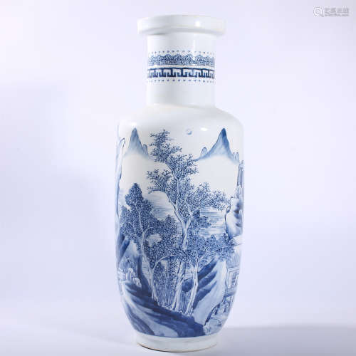 Qing Dynasty Kangxi blue and white landscape pattern hammer ...