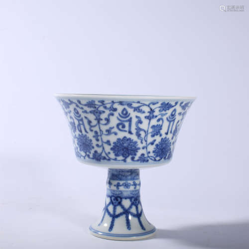Qing Dynasty Qianlong blue and white Gaozu cup