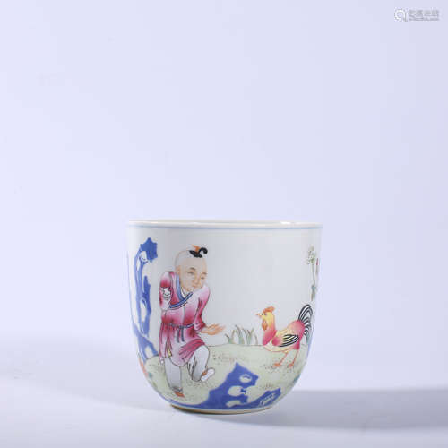 Qing Dynasty Qianlong pastel chicken bowl cup