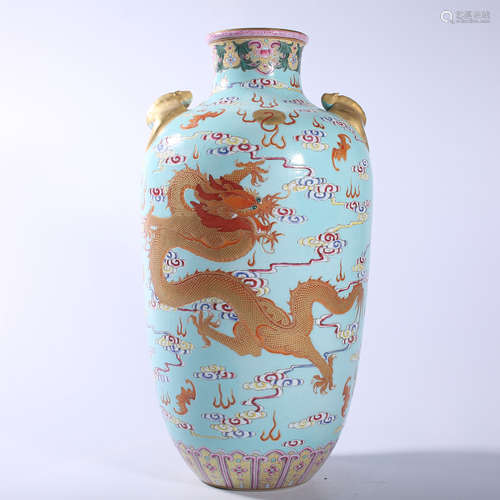 Qing Dynasty Qianlong pink dragon lantern