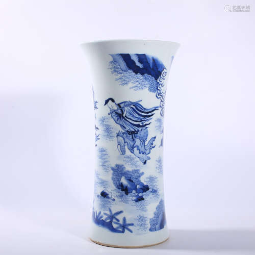 Qing Dynasty blue and white characters story design Gu