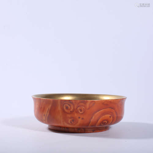 The small bowl of imitation wood pattern glaze in Qianlong i...