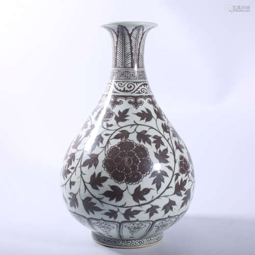 The spring bottle of red flower pattern jade pot in Hongwu g...