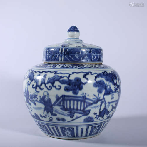 The jar of the story of the Qing Hua characters in Jiajing i...