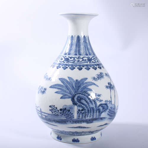 Qing Dynasty Qianlong blue and white jade pot spring bottle