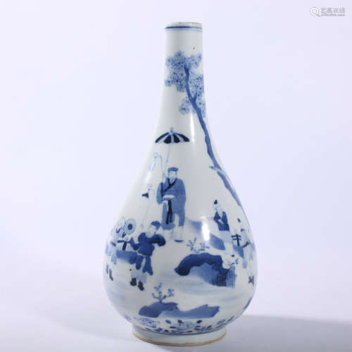 Qing Dynasty blue and white character story design gall bott...