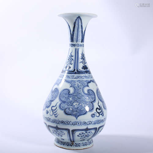 Spring bottles in blue and white jade pots of the Yuan Dynas...