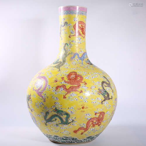 Qing Dynasty Qianlong powder color dragon pattern sky ball b...