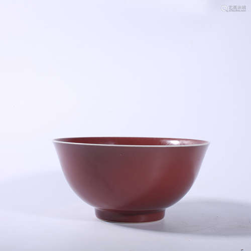 Jiaqing red glazed bowl in Qing Dynasty