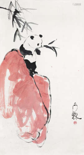吕林 熊猫 立轴 纸本