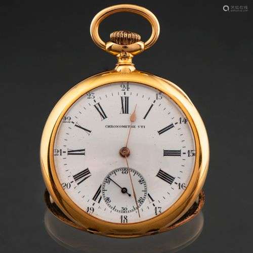 CHRONOMETRE UTI , Montre de poche en or jaune 18kt, 19ème si...