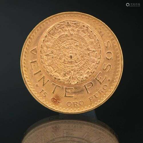 Pièce de vingt pesos mexicains de l'année 1959Diamètre : 2,8...