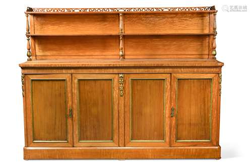 A Victorian satinwood side cabinet,