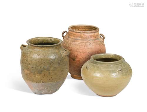 Three Chinese jars, including a Yue type, perhaps 5th centur...