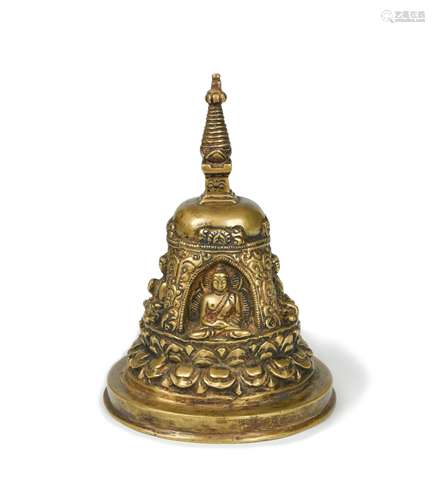 A Nepalese bronze stupa,