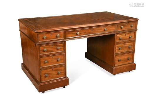 A mahogany twin pedestal desk, 19th century,