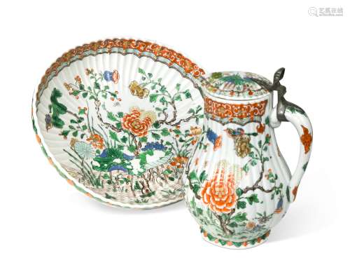 A French porcelain jug and bowl, probably Sampson,