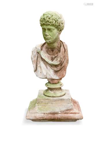A white marble bust of a young Emperor, Italian 18th century...