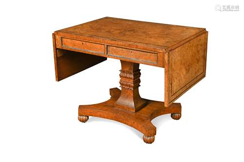 A William IV burr oak and ebony strung sofa table, circa 183...